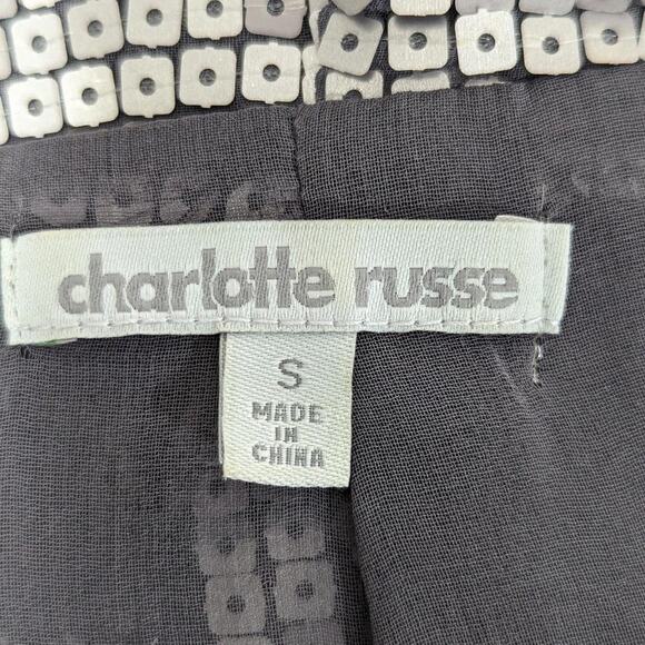CHARLOTTE RUSSE! SILVER SQUARE SEQUIN ON GRAY SHEER, CHIFFON JACKET! SZ S - Picture 5 of 9